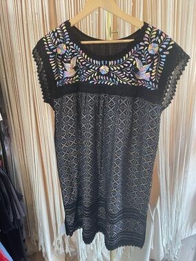 traditional Mexican embroidered blouse Huipil Paloma Oaxaca dress birds pastels